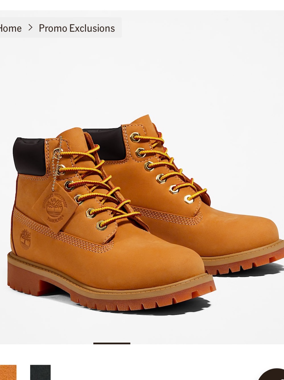Youth Timberland® Premium 6-Inch Waterproof Boot in Wheat Nubuck tan
